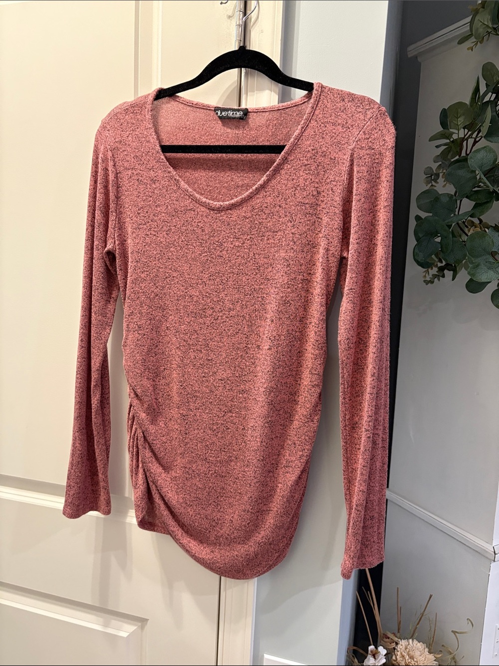 Avenue Dusty Rose Long-Sleeve Scoop Neck Top maternity